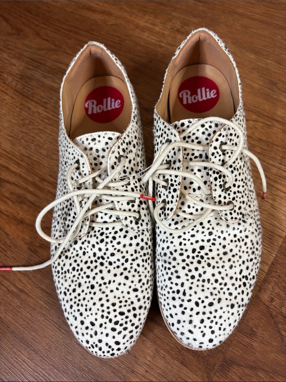 Rollie Women's White Spotted Lace-Up Oxfords